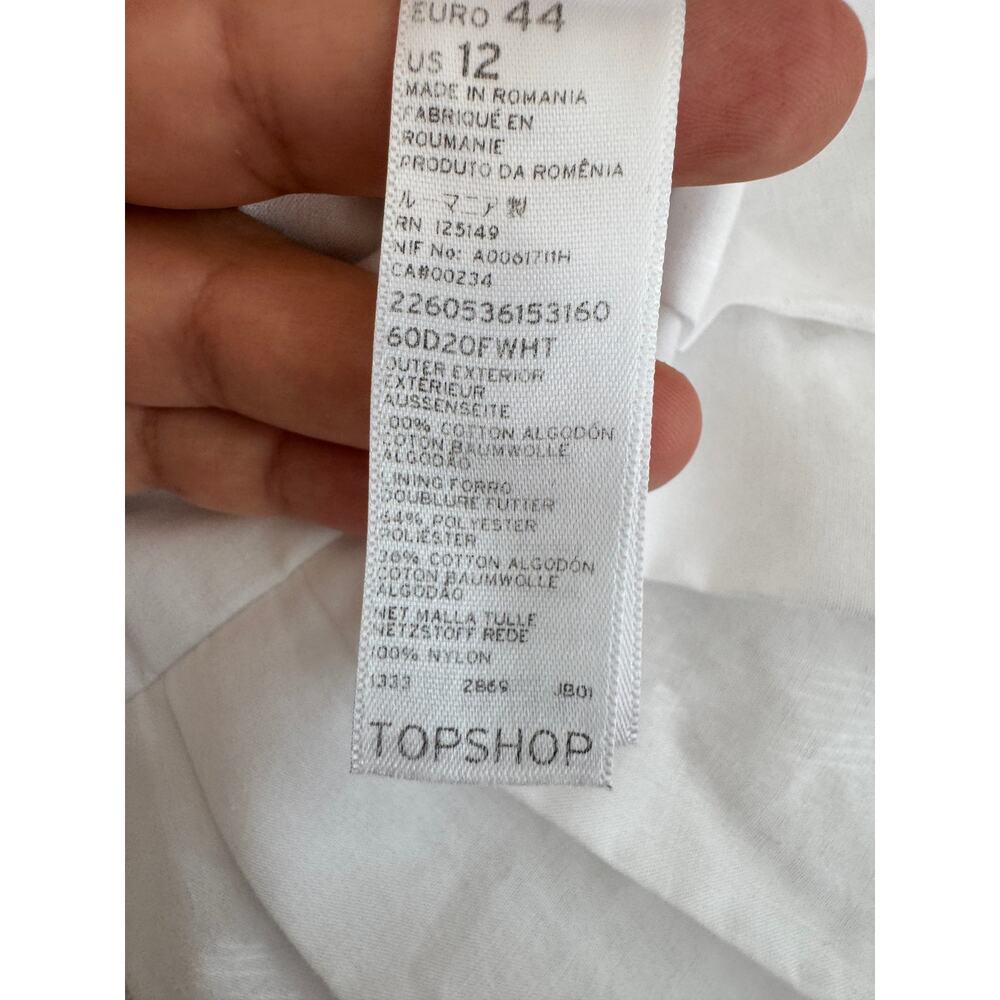 Kate Moss x Topshop Mini Skater Dress White Swiss Dot Cotton Zip Up Sz 12 - Picture 7 of 8